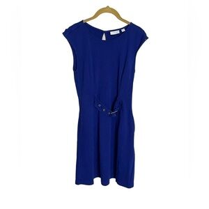 New York & Co Cobalt Blue Belted Middle Career Work Dress Small